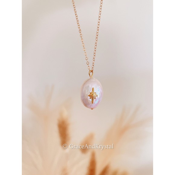 Handmade Pearl Necklace with Rose/Star, Wedding Necklace, Bridesmaid Gift - Picture 6 of 8